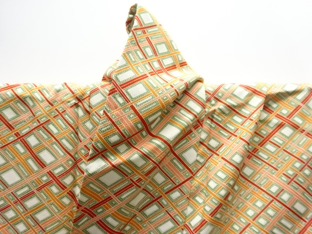  斜め格子模様小紋着物